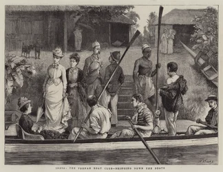 Indien, der Poonah Boat Club, bringt die Boote herunter